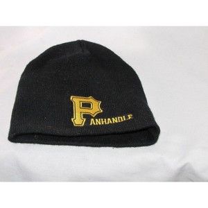 Panhandle Beanie Hat Winter Black Gold Yellow Text Logo Font Warm Cozy Cap